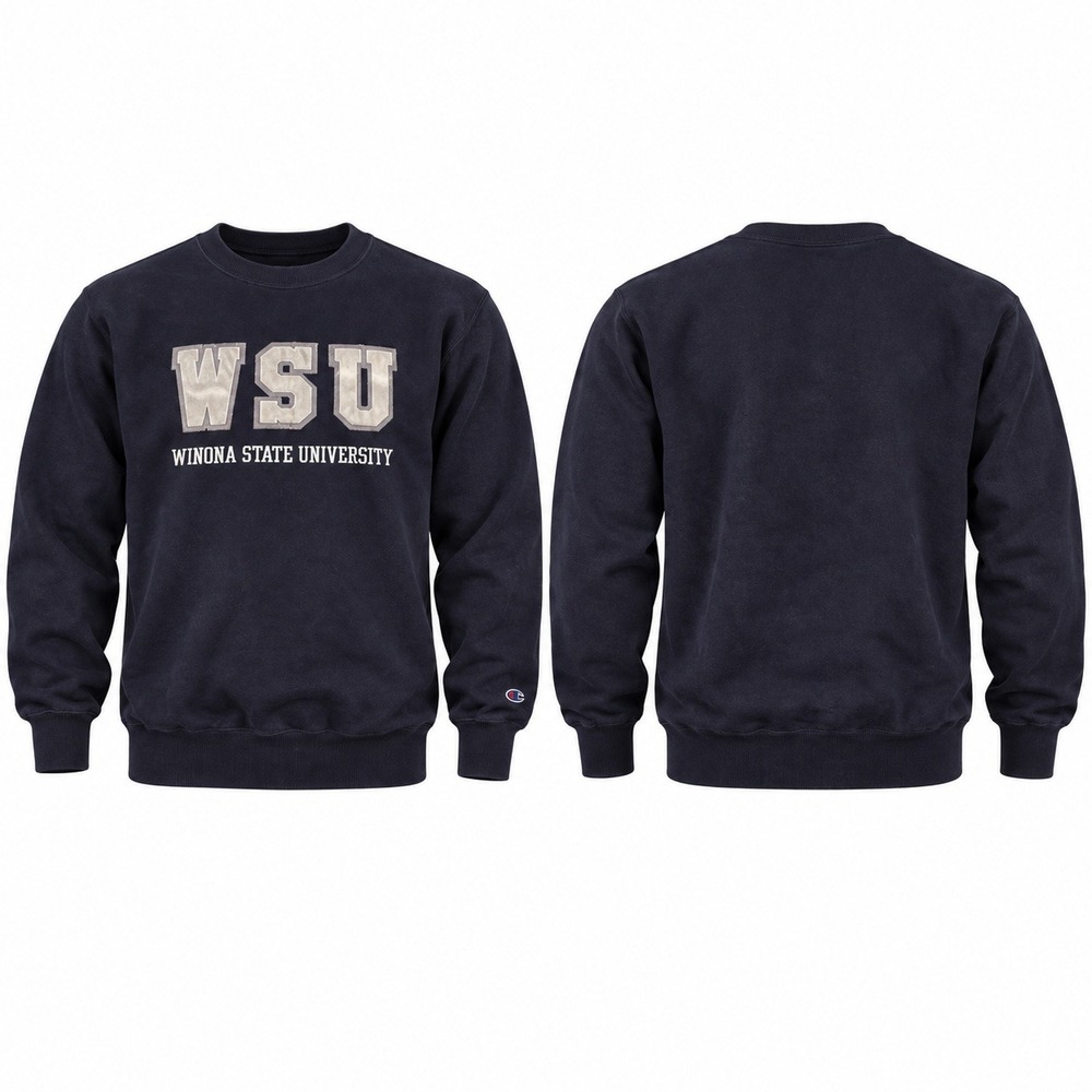 Vintage Champion Winona State University WSU Sweatshirt Navy Blue Mens Large USA